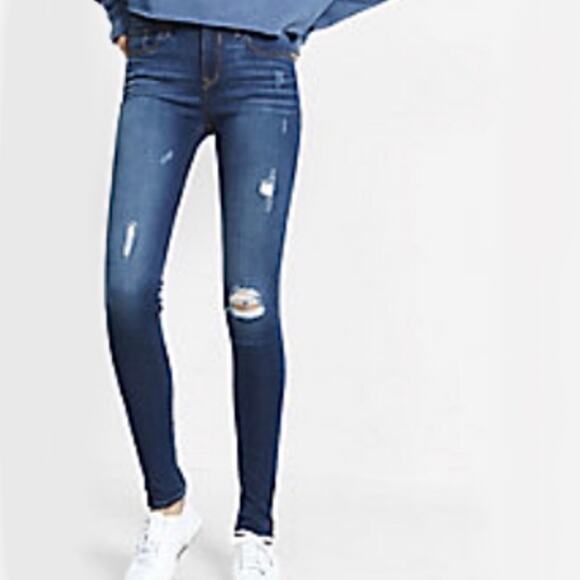 Express Supersoft Ankle Legging Mid Rise Skinny Jeans Ripped Size 0 - Picture 1 of 5